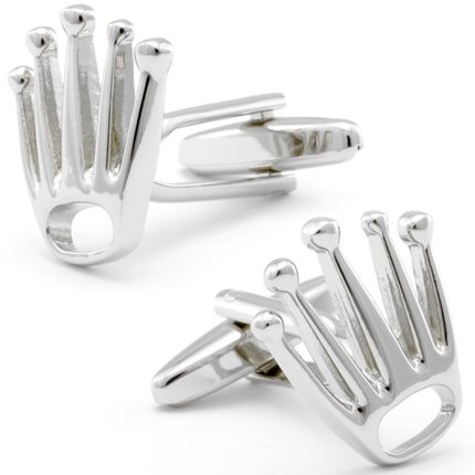King Of England Silver Crown Cufflinks
