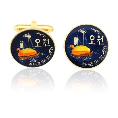 Korea Boat Coin Cuff Links