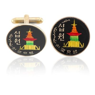 Korea Temple Coin Cuff Links