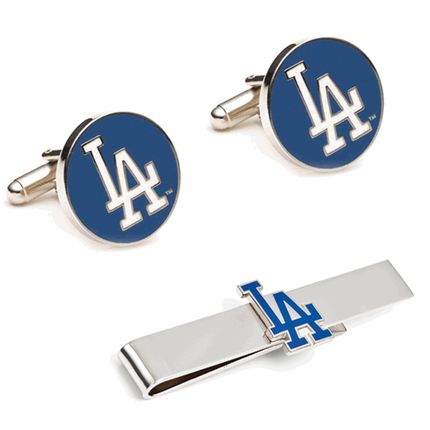 La Dodgers Cufflinks And Tie Bar Gift Set