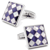 Lapis and Pearl Checkered Cufflinks