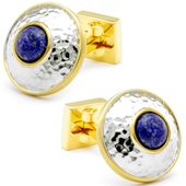 Lapis Eye with Hammered Silver Cufflinks