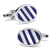 Lapis & MOP Diagonal Stripe Cufflinks