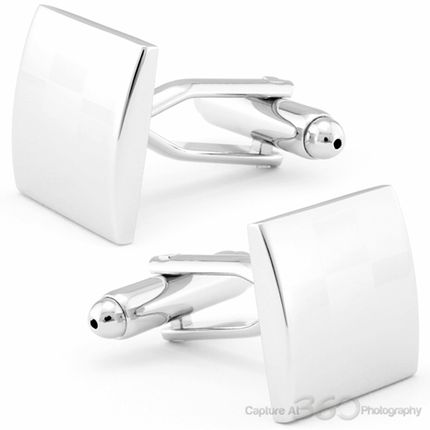 Laser Frosted Silver Cufflinks