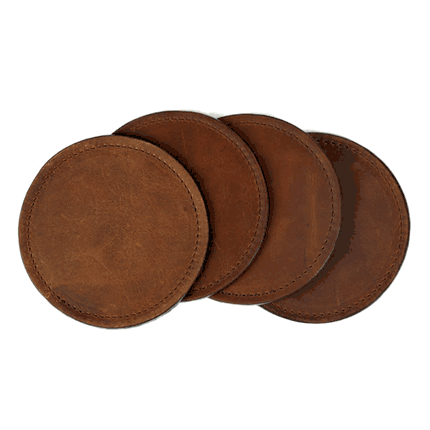 Leather Wrapped Coaster in Titan Milled Honey