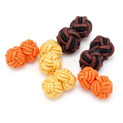 Leaves Of Fall Silk Knot Cuflinks