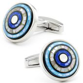 Light Blue Mirage Mosaic Mother Of Pearl Cufflinks