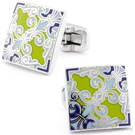 Lime Morning Glory Cufflinks