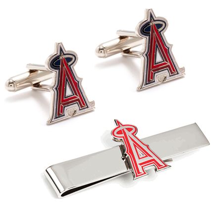 Los Angeles Angels Cufflinks And Tie Bar Gift Set