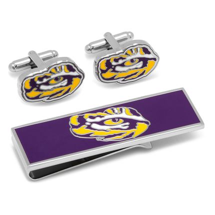 LSU Tiger's Eye Cufflinks and Money Clip Gift Set