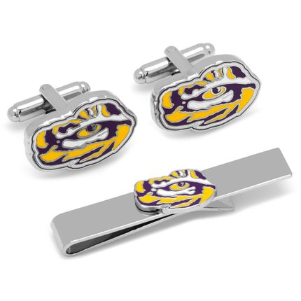 LSU Tiger's Eye Cufflinks and Tie Bar Gift Set