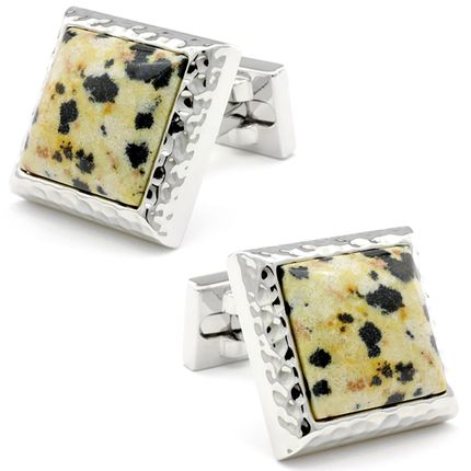 Marbled Stone Framed in Silver Cufflinks