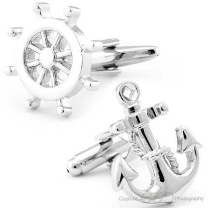 Marine Sailor Silver Nautical Cufflinks