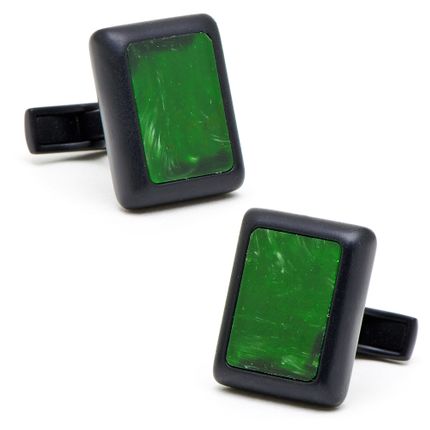 Matte Black and Green Jade JFK Presidential Cufflinks