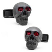 Matte Black Skulls with Imitation Ruby Eyes Cufflinks