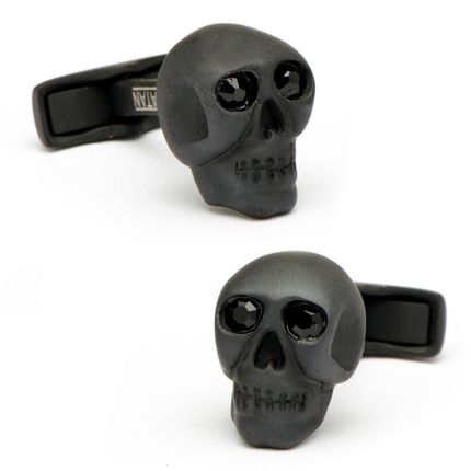 Matte Black Skulls with Jet Black Eyes Cufflinks