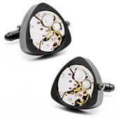 Matte Black Triangle Watch Movement Cufflinks
