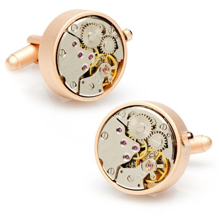 Matte Rose Gold Watch Movement Cufflinks
