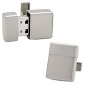 Matte Silver tone 8GB USB Flash Drive Cufflinks