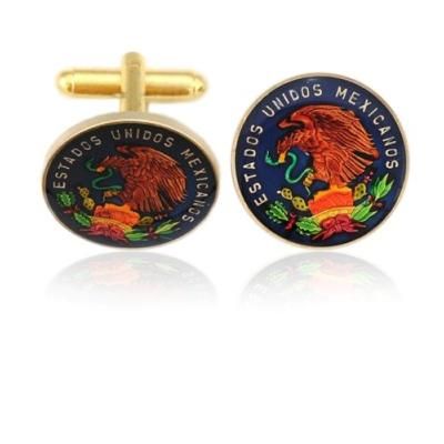 Mexico Small Eagle Coin Cuff Links
