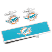 Miami Dolphins Cufflinks and Money Clip Gift Set-CLI-PD-MDOL-CM