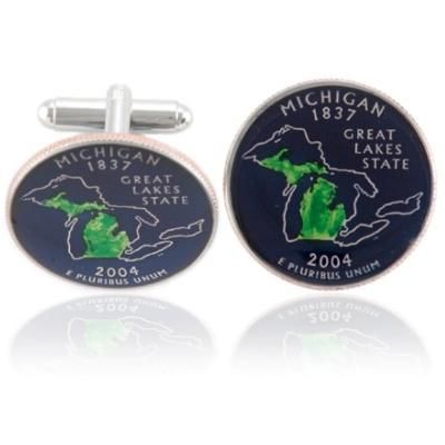 Michiganian Quarter Coin Cuff Links