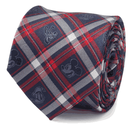 Mickey and Friends Navy Plaid Men's Tie