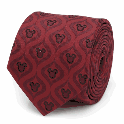 Mickey Mouse Holiday Metallic Black Silk Men's Tie