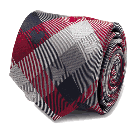 Mickey Mouse Red and Blue Plaid Men's Tie