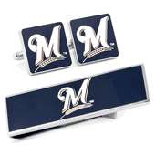 Milwaukee Brewers Cufflinks and Money Clip Gift Set