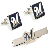 Milwaukee Brewers Cufflinks And Tie Bar Gift Set