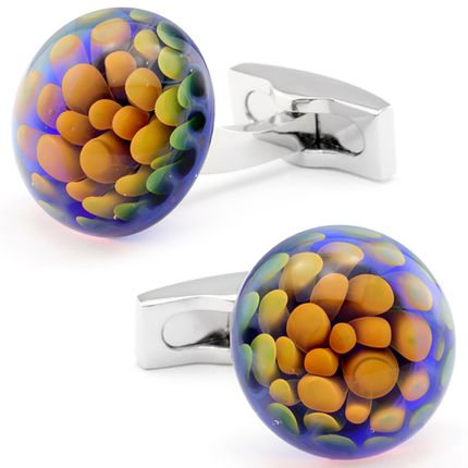 Mind Of A Flower Petal Handmade Lampwork Glass Cufflinks