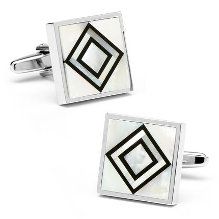 MOP & Onyx Double Diamond Cufflinks