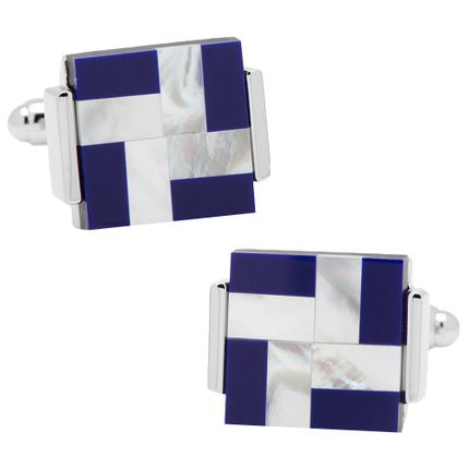 Mother of Pearl and Lapis Windmill Square Cufflinks