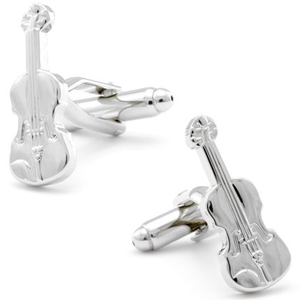 Music Paradise Silver Violin Cufflinks