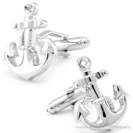 Nautical Silver Anchor Cufflinks