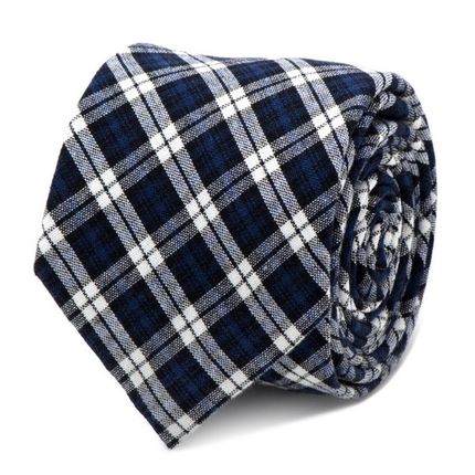 Navy and Black Plaid Cotton Tie