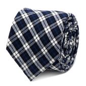 Navy and Black Plaid Cotton Tie