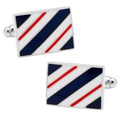 Navy and Red Rectangle Repp Stripe Cufflinks