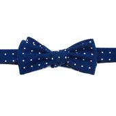 Navy and White Polka Dot Wool Bow Tie