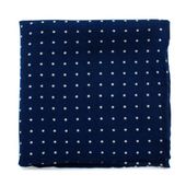 Navy and White Polka Dot Wool Pocket Square