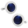 Navy Blue Cats eye Etched Border Cufflinks