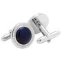 Navy Blue Cats eye Etched Border Cufflinks