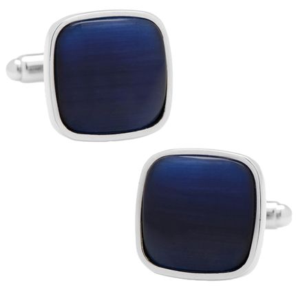 Navy Blue Fiber Optic Cushion Cufflinks