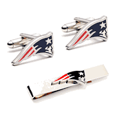 New England Patriots Cufflinks And Tie Bar Gift Set