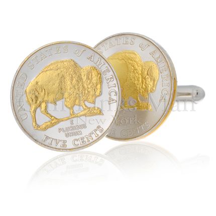 New Jefferson Nickel White Buffalo Cufflinks