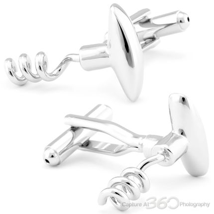 Novelty Silver Corkscrew Cufflinks