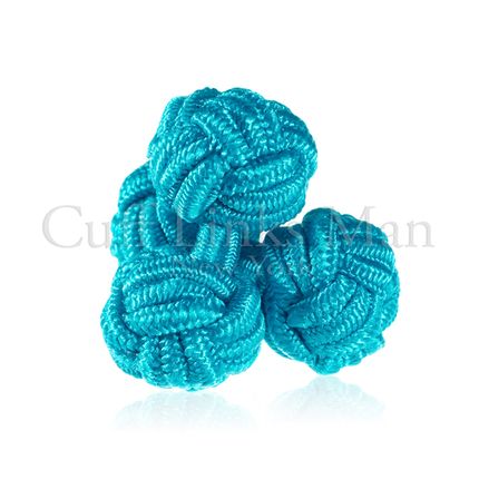 Ocean Blue Silk Knot Cuff Links