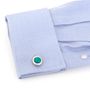 One Piece Turquoise and Brushed Silver Cufflinks