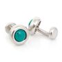 One Piece Turquoise and Brushed Silver Cufflinks